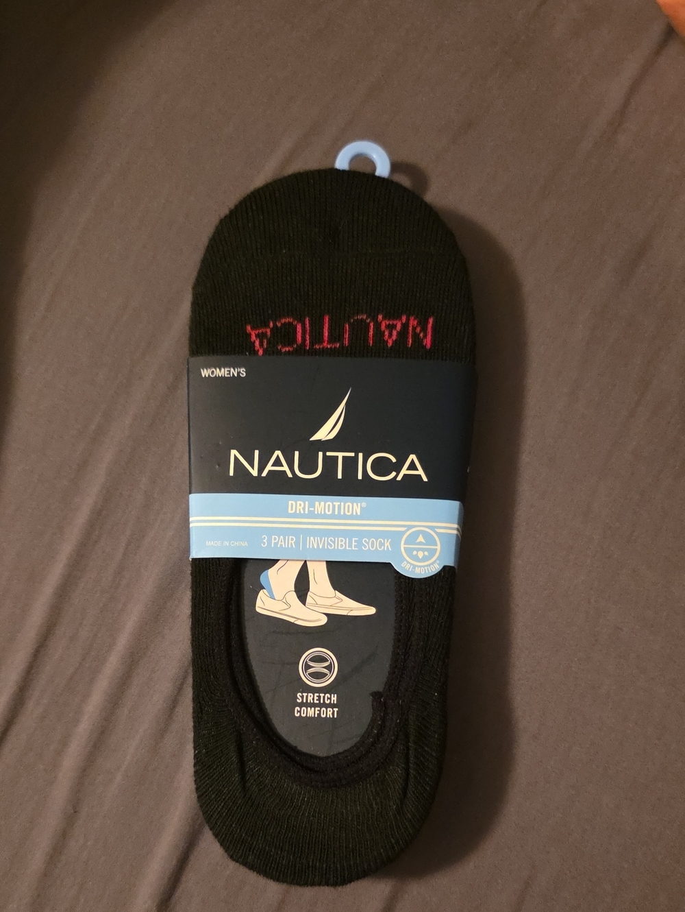 Nautica Dri-Motion Black Women's Low-Cut Invisible Socks - 3 Pair Pack